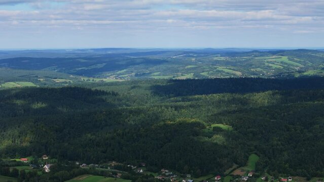 Beautiful Landscape Mountains Bieszczady Bircza Leszczawa Aerial View Poland