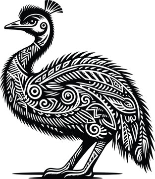recommend clip art: emu, orchid, cassowary, bird, animal silhouette in ethnic tribal tattoo,
                    
                    
