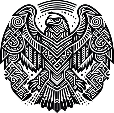 recommend clip art: eagle, hawk bird, animal silhouette in ethnic tribal tattoo,