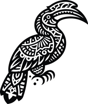 recommend clip art: hornbill bird, animal silhouette in ethnic tribal tattoo,
                    
                    