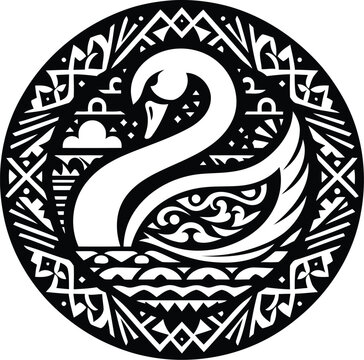 recommend clip art: swan bird, animal silhouette in ethnic tribal tattoo,
                    
                    
