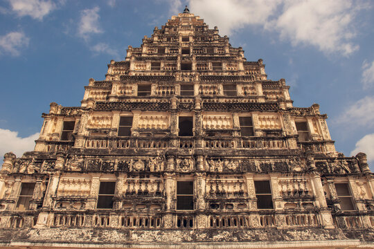 Gopuram or Vimana of Thanjavur Maratha Palace, Thanjavur, Tamil Nadu, India