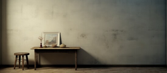Interior with table against wall and floor