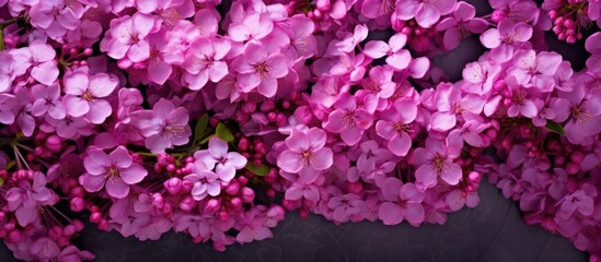 A plethora of pink blossoms are flourishing on the branches of a flowering plant, creating a stunning display of magenta petals on the tree