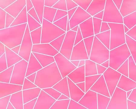 氷割れ文様の背景イラスト（ピンク色の背景に白線）