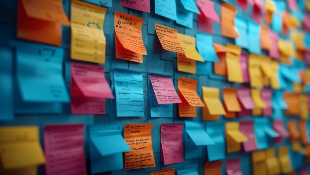 Enhancing user experience, design team brainstorming, colorful mockups and wireframes, creative environment