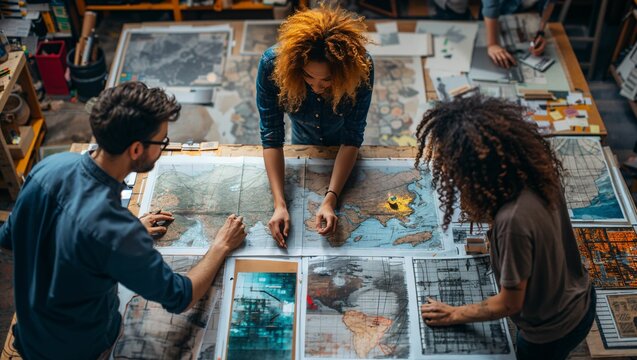 Strategic content marketing workshop, diverse creative team, engaging storyboards and visuals