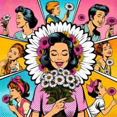 Blooming Love: A Vibrant Pop Art Tribute to Mother's Day with Floral Elegance
