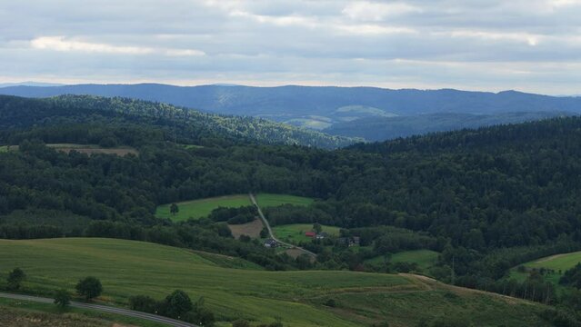 Beautiful Landscape Mountains Bieszczady Bircza Leszczawa Aerial View Poland
