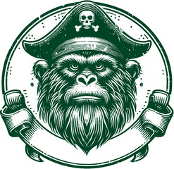 illustration of Pirate monkey head vector