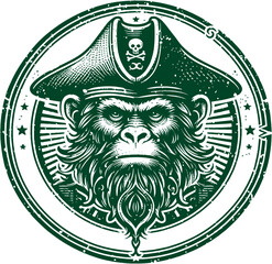 illustration of Pirate monkey head vector © CROP MEDIA