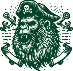 illustration of Pirate monkey head vector