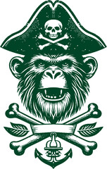 illustration of Pirate monkey head vector