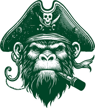 illustration of Pirate monkey head vector