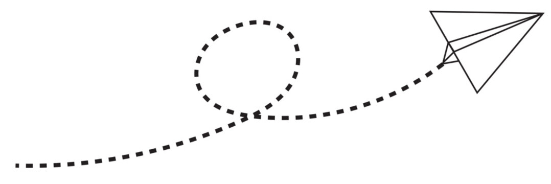 Paper plane with dotted line, Origami paper airplane, Travel symbol, vector file illustration. EPS 10