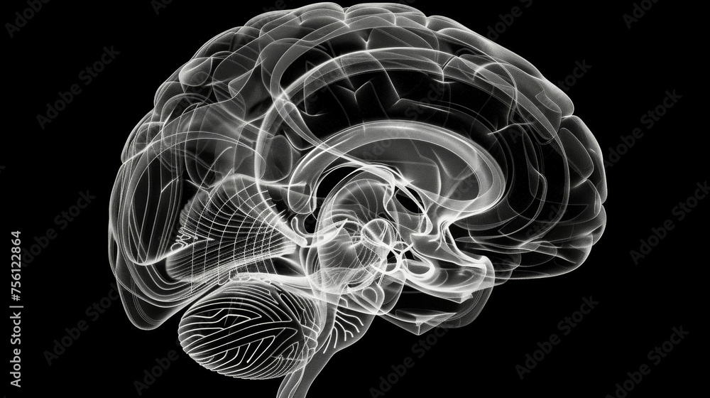 Poster the intricate lines and curves of a persons brain highlighting the complexity of the mind and its po