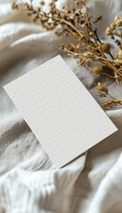 Mockup of blank business card with leaf decoration realistic