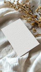 Mockup of blank business card with leaf decoration realistic