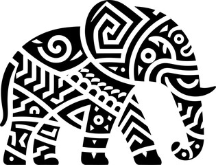 Fototapeta na wymiar elephant animal silhouette in ethnic tribal tattoo,