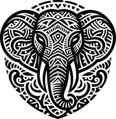 elephant animal silhouette in ethnic tribal tattoo,

