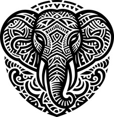elephant animal silhouette in ethnic tribal tattoo,

