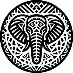 elephant animal silhouette in ethnic tribal tattoo,

