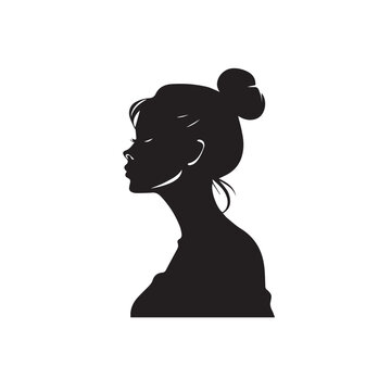 Silhouette of woman in cartoon, doodle style . Image for t-shirt, web, mobile apps and ui. Isolated 2d vector illustration in logo, icon, sketch style, Eps 10, black and white. AI Generative