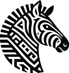Obraz premium zebra, horse animal silhouette in ethnic tribal tattoo,