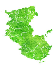 和歌山　地図　緑　水彩　アイコン