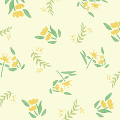 Fototapeta na wymiar 黄色の花のパターンイラスト素材