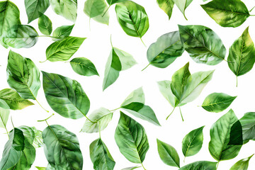 green leaves seamless pattern isolated on white