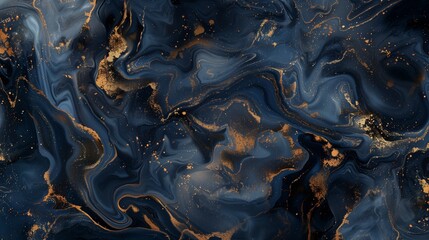 Blue and Gold Marble Texture Abstract - obrazy, fototapety, plakaty
