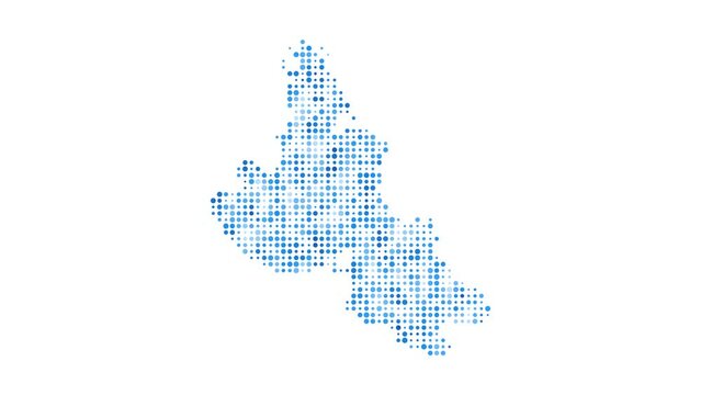 Krk dotted digital map. Map of Krk with pulsating colored circles. Shape of the island filled with blue disks. Attractive video.