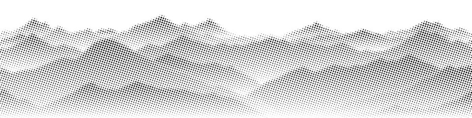 Vector halftone dots background, fading dot effect. Imitation of a mountain landscape, banner, shades of gray.	 - obrazy, fototapety, plakaty