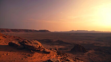 Fototapeta na wymiar outdoor martian planet surface landscape background. sunset in mars planet 