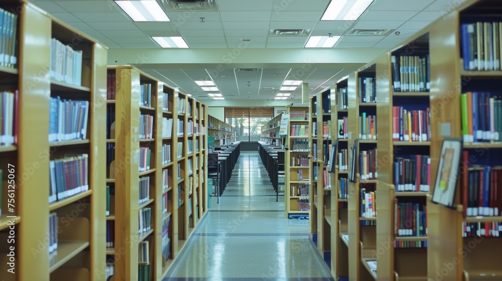 Aufkleber inside the building a stateoftheart library is showcased filled with rows of books and technology st
