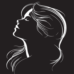 Silhouette of woman in cartoon, doodle style . Image for t-shirt, web, mobile apps and ui. Isolated 2d vector illustration in logo, icon, sketch style, Eps 10, black and white. AI Generative