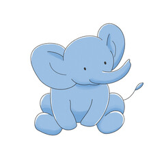 かわいいゾウさん　座る（カラー）