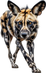 Colored-pencil sketch of an African Wild Dog.