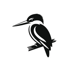 Kingfisher Bird Simple and Clean Logo Icon 