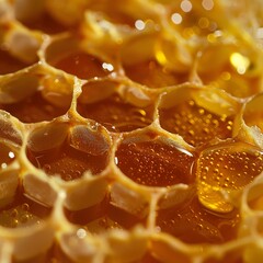 Close up view of a honeycomb  - obrazy, fototapety, plakaty
