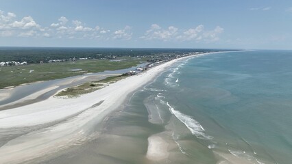 South Carolina coastline beach with vacation beach houses at Litchfield seaside living in low country south Myrtle Beach