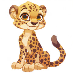 Cute Funny Cartoon Cheetah, Illustration for Children Book, Generative AI