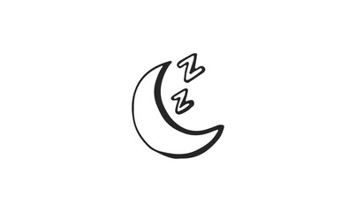 night sleep moon silhouette vector, night sleep doodle crescent with sleeping sound, moon sleeping icon, moon sleeping symbol,  night moon sleeping logo, night moon sleeping illustration vector,