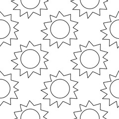 Sunny weather. Summer seamless pattern. Warm bright background. Sun rays and clouds. Hand drawn vector illustration. wallpaper print ornament fabric paper fashion line doodle coloring