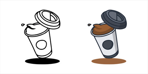 Overflow coffee cup illustration design isolated food design