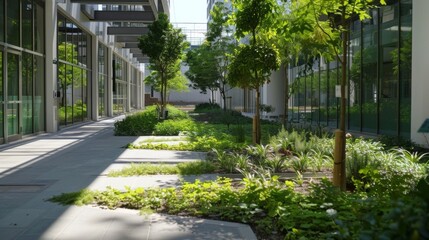 To minimize the impact on the surrounding environment the facility has extensive green spaces and vegetation strategically p throughout the complex.