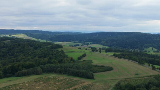 Beautiful Landscape Mountains Bieszczady Bircza Leszczawa Aerial View Poland