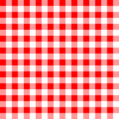 Red white checkered pattern. Classic picnic textile. Seamless tablecloth design. Vector illustration. EPS 10.