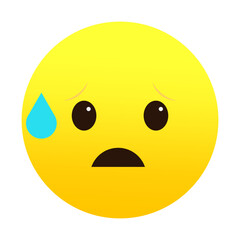 Tired emoji sweat drop. Hard work stress symbol. Exhausted emoticon effort. Vector illustration. EPS 10.